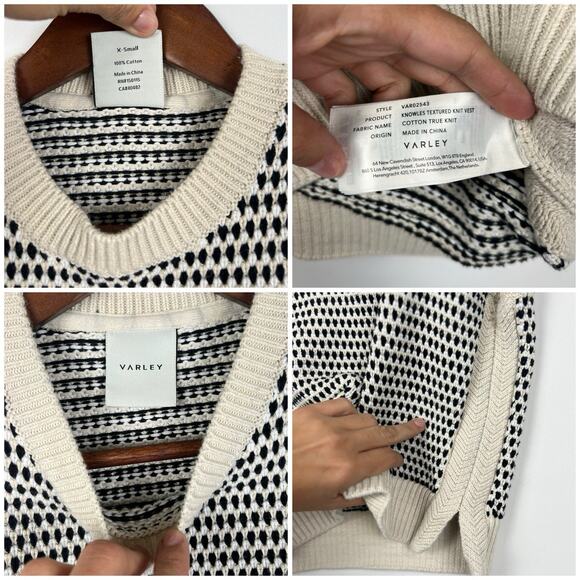 Varley Open XS Knit Tank Top Cream Black Sleeveless Sweater Vest - Picture 8 of 9